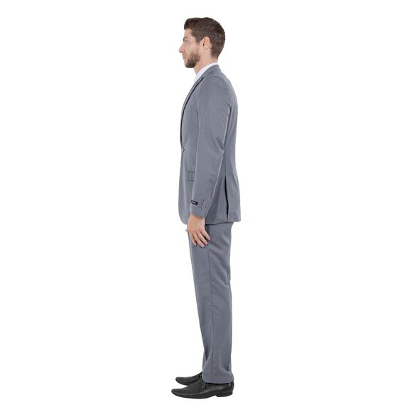 Azzuro's Premium Polyester Slim Fit 2pc Mens Suit, Mid Grey - Picture 4 of 5